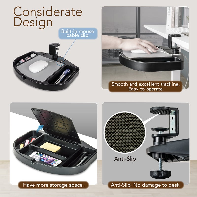 EHO Clamp-On Desk Organizer, Multifunctional with Pencil Drawer, Mouse Pad Storage, Swivel, Spill-Proof, Under Desk Storage, Easy Installation, Reduces Clutter, TAA-Compliant - Image 5